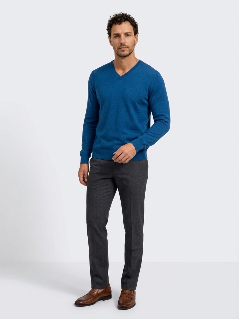 Banana Republic Sweater Men Luxury Blend Blue Silk Cotton Cashmere Size Large